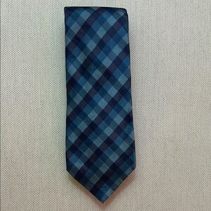 Alfani Full Length Blue Green Checked Silk Tie